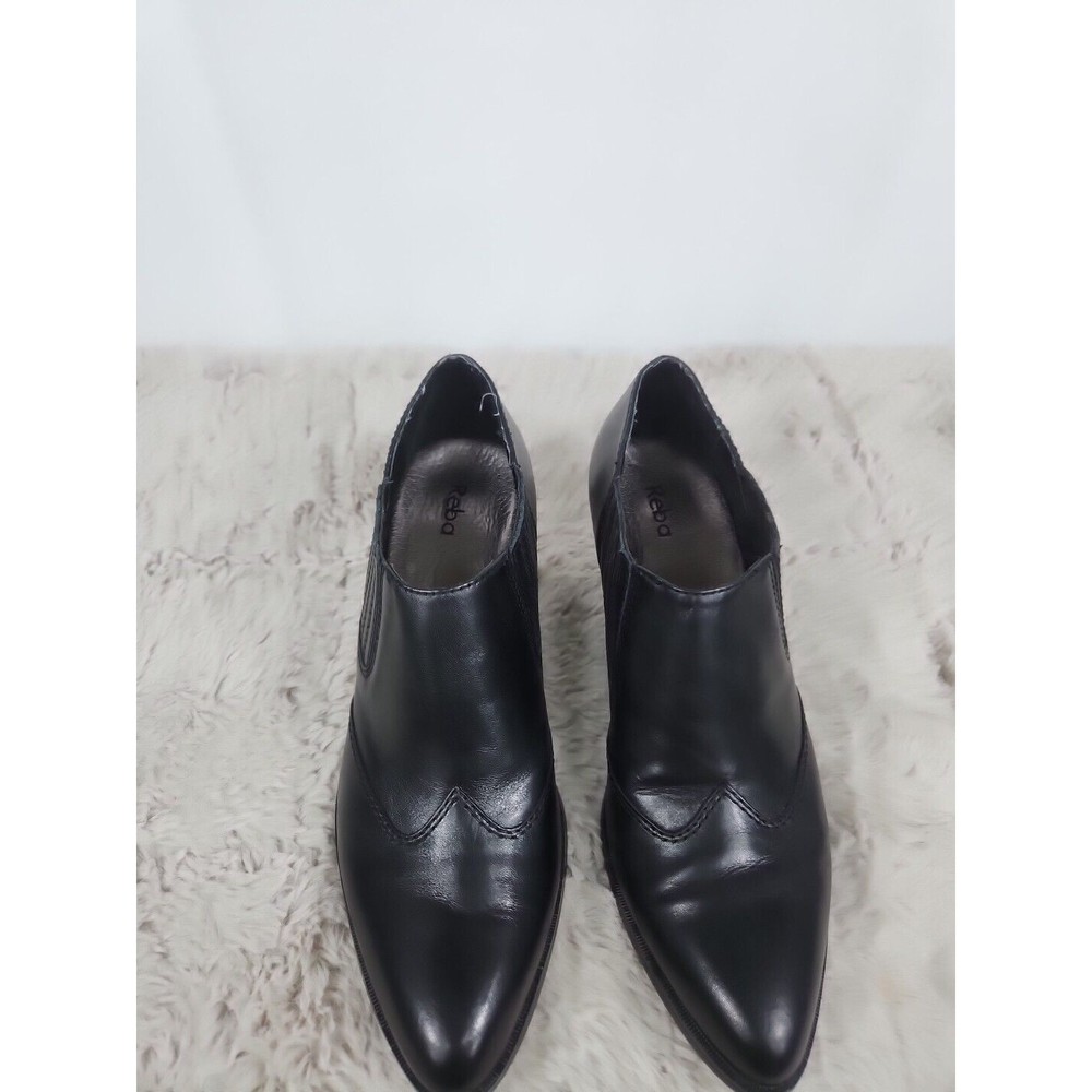 Reba Womens Ankle Boots Booties Black Leather Cuban Heel Pointed Toe 7.5 M